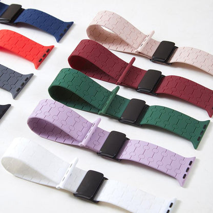 For Apple Watch 46mm / 49mm / 45mm / 44mm Magnetic Buckle Breathable Silicone Watch Band(Deep) by bashfashion