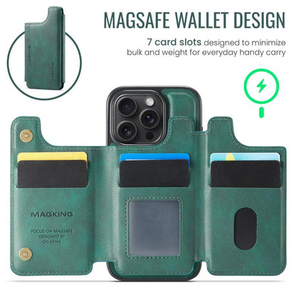 For iPhone 16 Pro MAGKING K3 Series MagSafe RFID Card Bag Detachable Phone Case(Green) by MAGKING