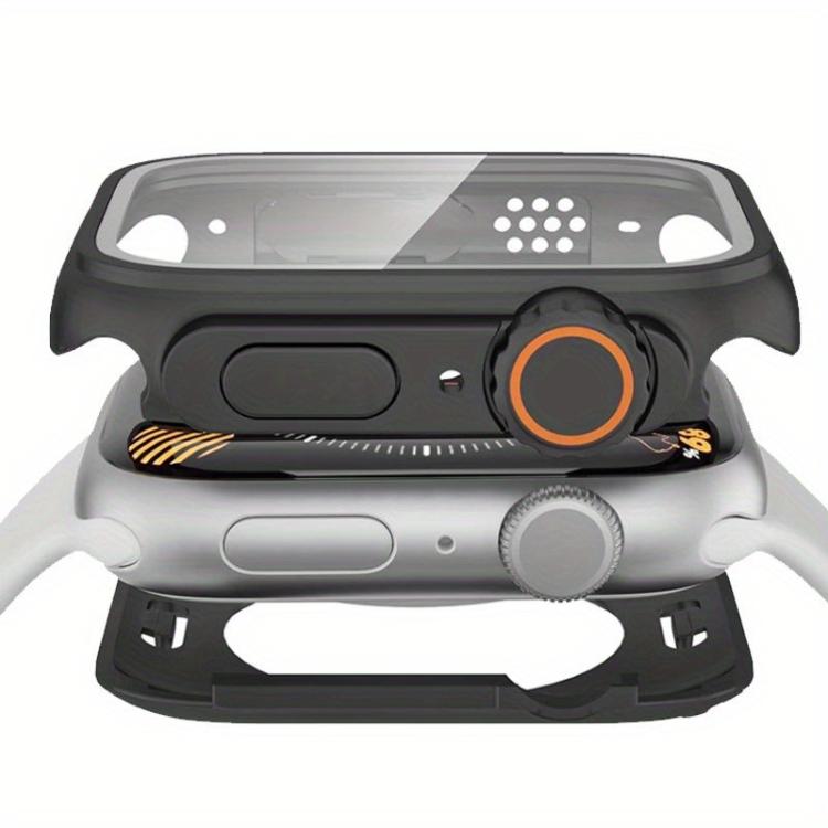 For Apple Watch Series 10 / 11 46mm Ladder Buckle Loop Nylon Watch Band with Change to Ultra 49mm Film PC Cover(Pink) by bashfashion