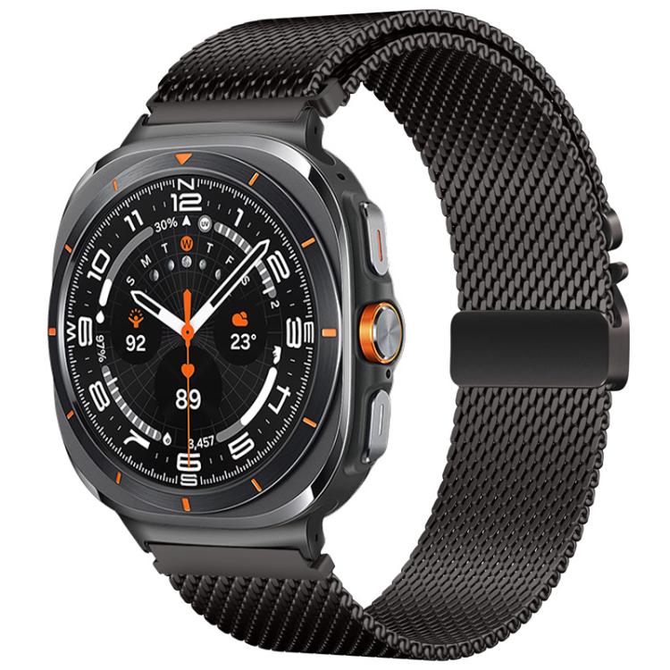 For Samsung Galaxy Watch Ultra / Ultra 2025 Umbrella Buckle Milanese Stainless Steel Watch Band(Black) by bashfashion