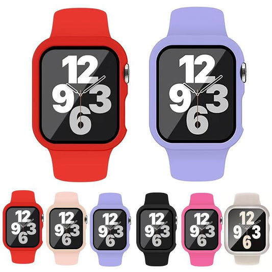 For Apple Watch Ultra 3 / 2 / 1 49mm Pin Buckle Silicone Watch Band with Film Integrated PC Case(Red) by bashfashion