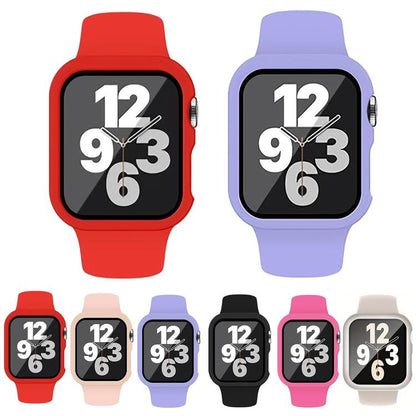 For Apple Watch Ultra 3 / 2 / 1 49mm Pin Buckle Silicone Watch Band with Film Integrated PC Case(Starlight) by bashfashion