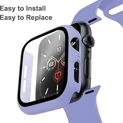 For Apple Watch Ultra 3 / 2 / 1 49mm Pin Buckle Silicone Watch Band with Film Integrated PC Case(Purple) by bashfashion