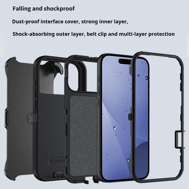 For iPhone 17 Pro Max Kalebol Shockproof PC Hybrid TPU Phone Case with Back Clip(Black) by Kalebol