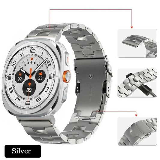 For Samsung Galaxy Watch Ultra 47mm / Ultra 2025 Safety Buckle Titanium Alloy Watch Band(Silver) by bashfashion