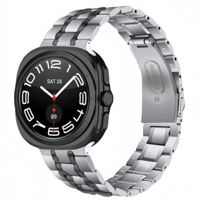 For Samsung Galaxy Watch Ultra / Ultra 2025 Five Beads Stainless Steel Metal Watch Band(Silver Black) by bashfashion