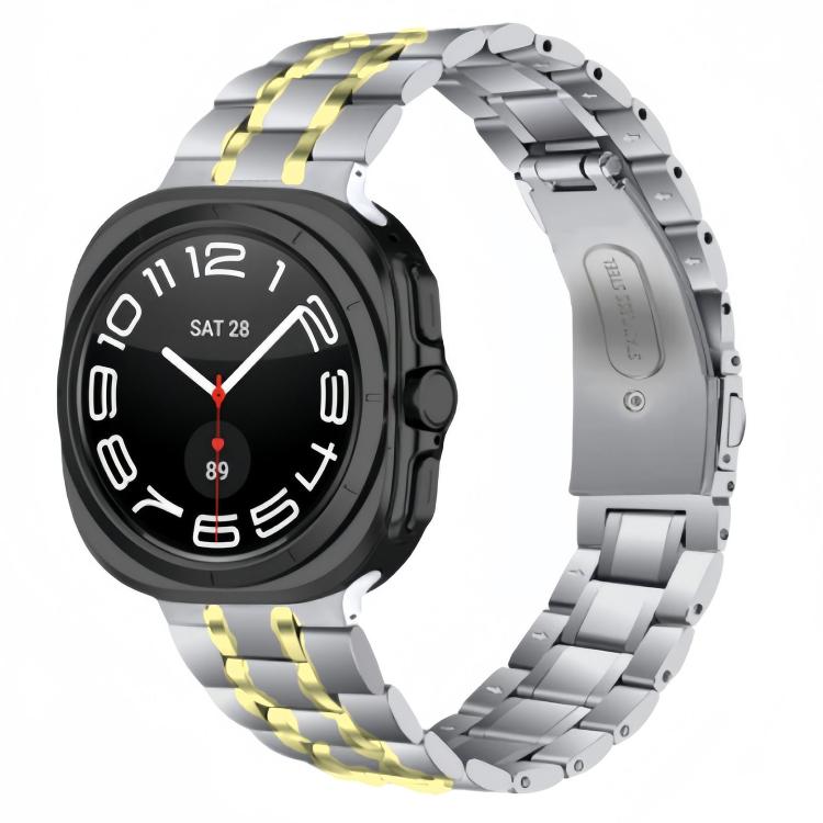 For Samsung Galaxy Watch Ultra / Ultra 2025 Five Beads Stainless Steel Metal Watch Band(Silver Gold) by bashfashion