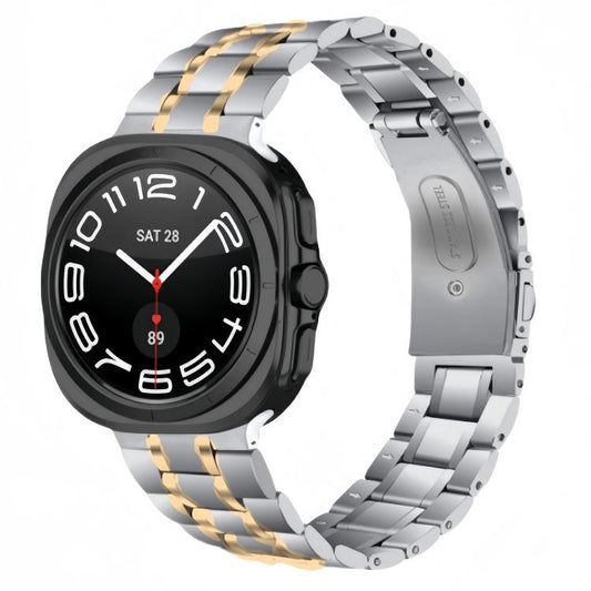 For Samsung Galaxy Watch Ultra / Ultra 2025 Five Beads Stainless Steel Metal Watch Band(Silver Rose Gold) by bashfashion