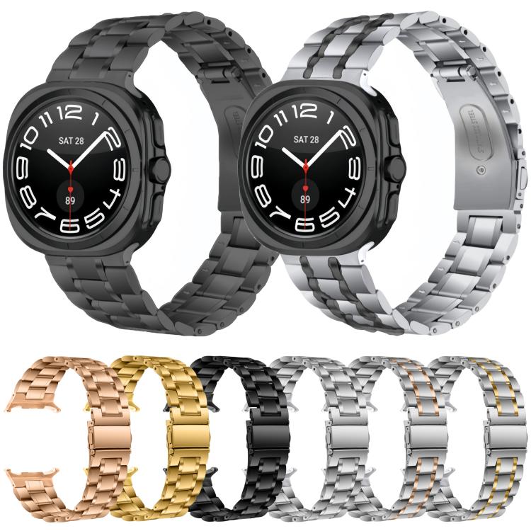 For Samsung Galaxy Watch Ultra / Ultra 2025 Five Beads Stainless Steel Metal Watch Band(Silver Rose Gold) by bashfashion