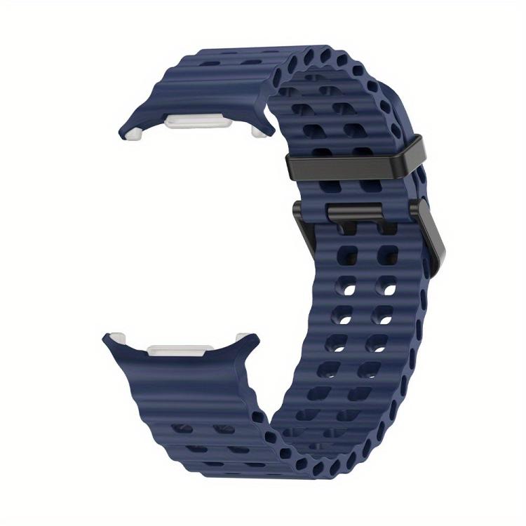 For Samsung Galaxy Watch Ultra 47mm / Ultra 2025 Dual-row Holes Silicone Watch Band with TPU Case(Dark Blue) by bashfashion