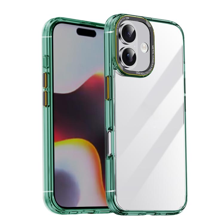 For iPhone 16 Plus iPAKY MG Series Transparent PC+TPU Phone Case(Transparent Green) by iPAKY