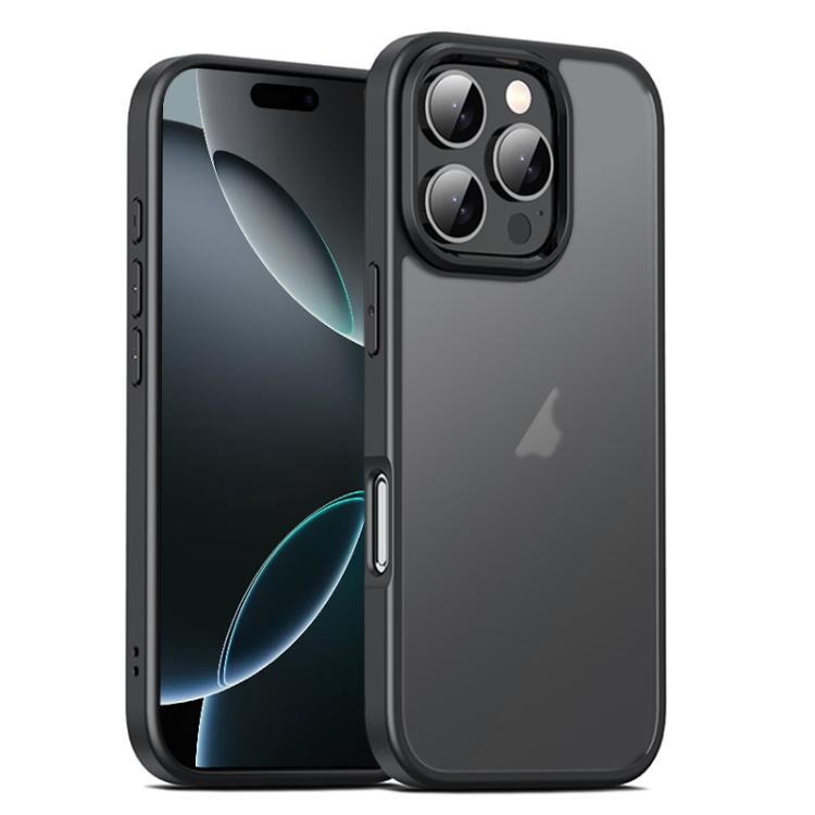 For iPhone 16 Pro iPAKY Bright Color Frosted Series Shockproof PC+TPU Phone Case(Black) by iPAKY
