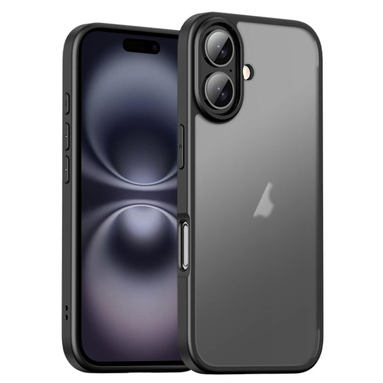 For iPhone 16 iPAKY Bright Color Frosted Series Shockproof PC+TPU Phone Case(Black) by iPAKY