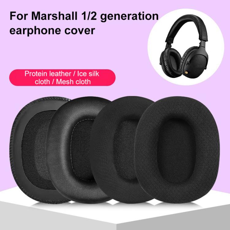 2pcs Sponge Earmuffs Replacement Earpads For Marshall Monitor, Model:Ice Silk Cloth(Black) by bashfashion