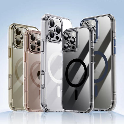 For iPhone 16 iPAKY Mingxing Series MagSafe Magnetic Shockproof PC+TPU Phone Case(Transparent + Titanium) by iPAKY