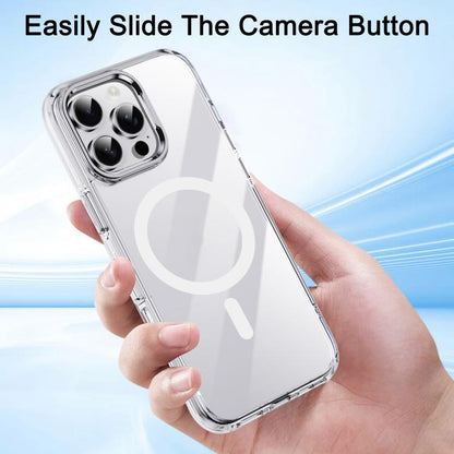 For iPhone 16 iPAKY Mingxing Series MagSafe Magnetic Shockproof PC+TPU Phone Case(Transparent + Titanium) by iPAKY