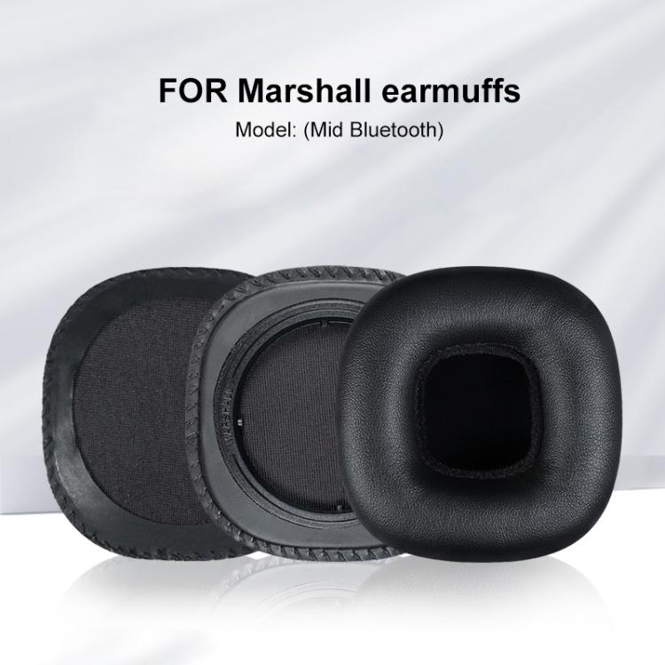 2pcs Protein Leather Replacement Earpads For Marshall Mid Bluetooth(Black with Snap-on) by bashfashion