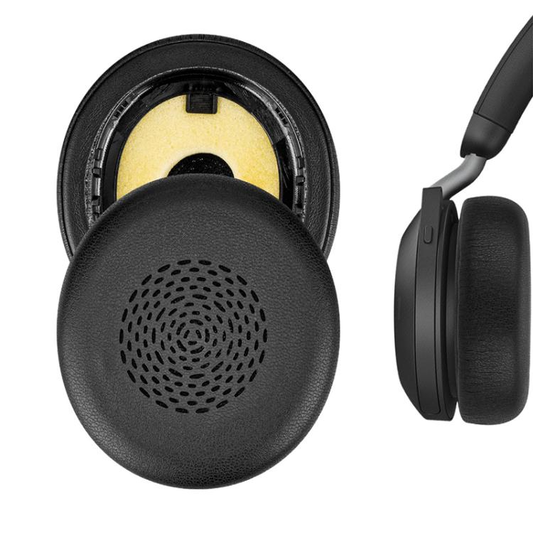 1 Pair Protein Leather Earpads For Jabra Evolve2 75(Black) by bashfashion