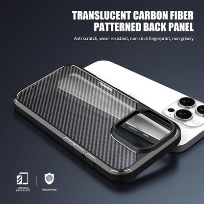 For iPhone 16 Pro iPAKY Pioneer Series Carbon Fiber PC+TPU Phone Case(Black) by iPAKY