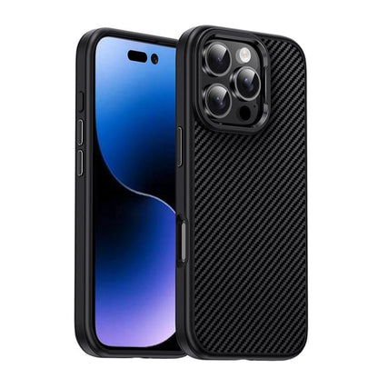 For iPhone 16 Pro iPAKY Star Lord Series Carbon Fiber Textured Oil Spray PC+TPU Phone Case(Black) by iPAKY