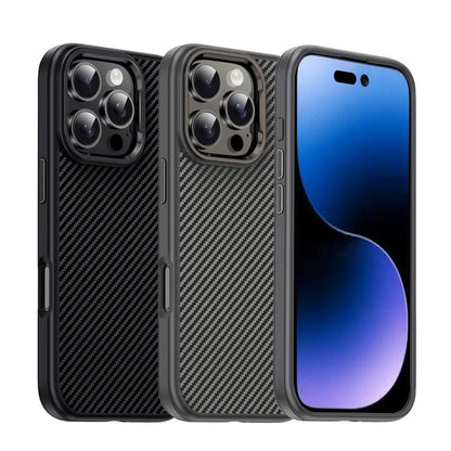 For iPhone 16 Pro Max iPAKY Star Lord Series Carbon Fiber Textured Oil Spray PC+TPU Phone Case(Grey) by iPAKY