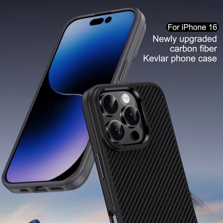 For iPhone 16 Pro iPAKY Star Lord Series Carbon Fiber Textured Oil Spray PC+TPU Phone Case(Black) by iPAKY