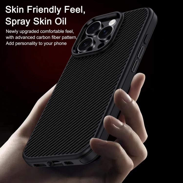 For iPhone 16 Pro Max iPAKY Star Lord Series Carbon Fiber Textured Oil Spray PC+TPU Phone Case(Grey) by iPAKY