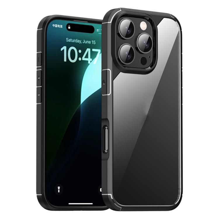 For iPhone 16 Pro Max iPAKY YJ Series Transparent PC+TPU Phone Case(Black) by iPAKY