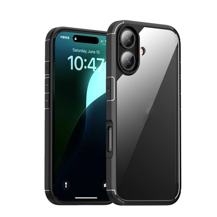 For iPhone 16 iPAKY YJ Series Transparent PC+TPU Phone Case(Black) by iPAKY