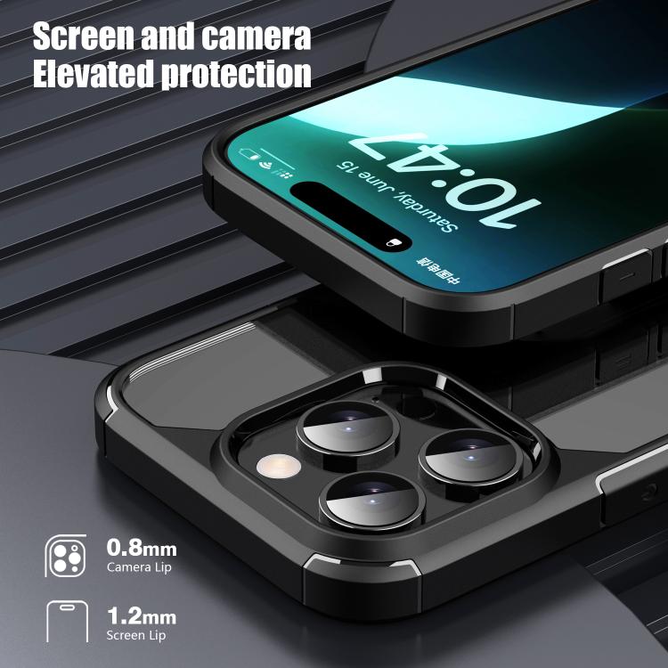 For iPhone 16 iPAKY YJ Series Transparent PC+TPU Phone Case(Black) by iPAKY