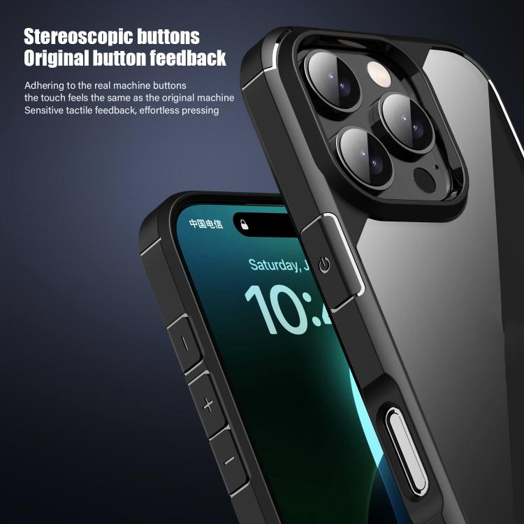 For iPhone 16 Plus iPAKY YJ Series Transparent PC+TPU Phone Case(Black) by iPAKY