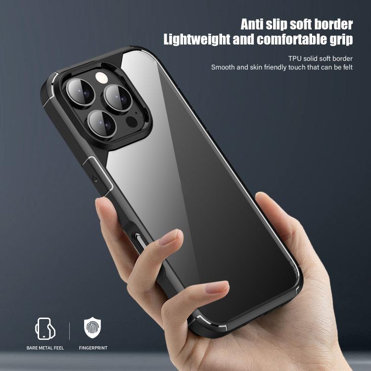 For iPhone 16 iPAKY YJ Series Transparent PC+TPU Phone Case(Black) by iPAKY