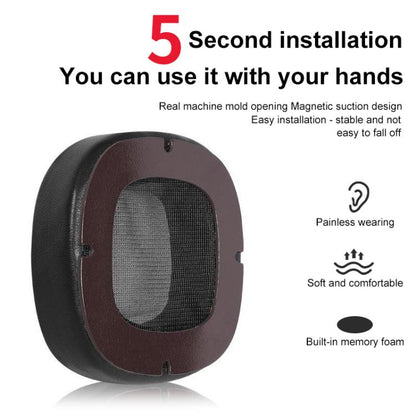 2pcs Magnetic Snap-on Lambskin Leather Earpads For Abyss Diana Phi / AB-1266(Black) by bashfashion