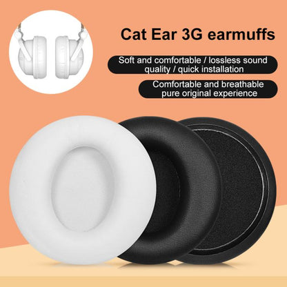 2pcs Protein Leather Earpads For Brookstone Yowu Selkirk Model Z 3G Cat Ear Headphone(White) by bashfashion
