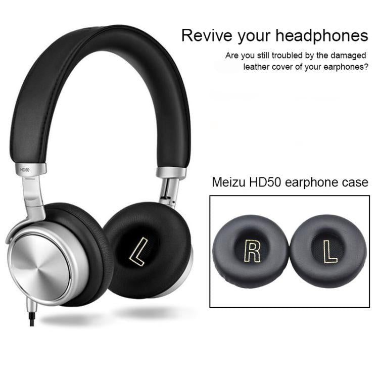 For Meizu HD50 1 Pair Protein Leather Snap-on Type Earphone Covers(White) by bashfashion