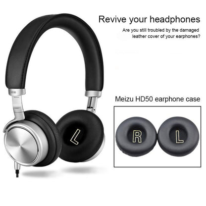 For Meizu HD50 1 Pair Protein Leather Snap-on Type Earphone Covers(Black) by bashfashion