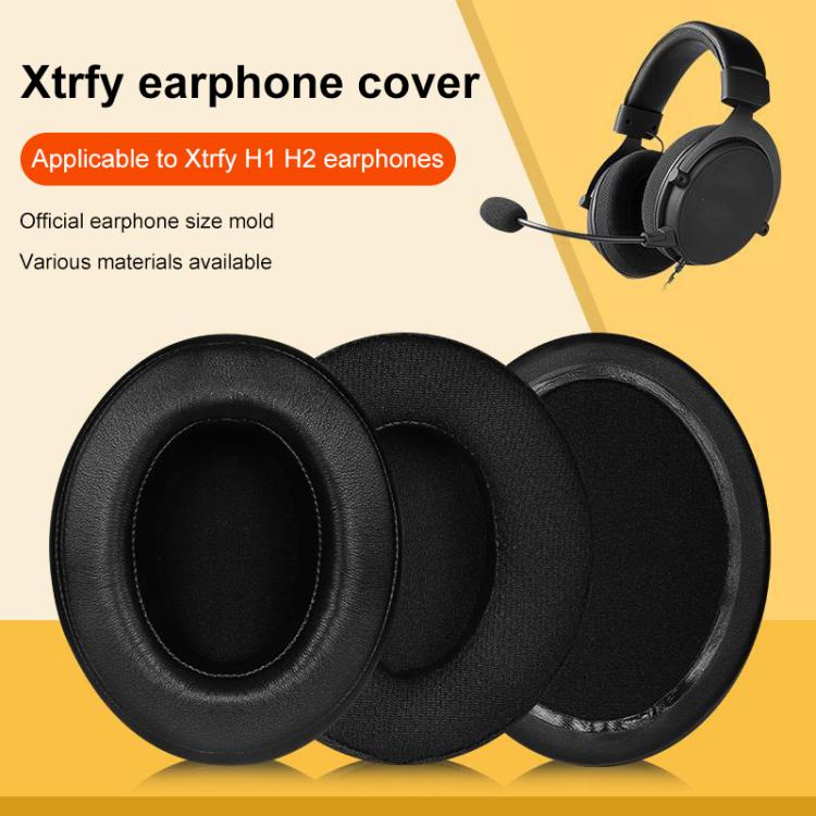 2pcs Insert Earpads For Xtrfy H1 / H2, Material:Protein Leather(Black) by bashfashion