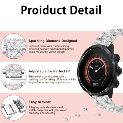 For Suunto 9 / 9 Baro / D5 / Core / 7 22mm xDfind Diamond Jewelry Stainless Steel Watch Band(Black) by xDfind
