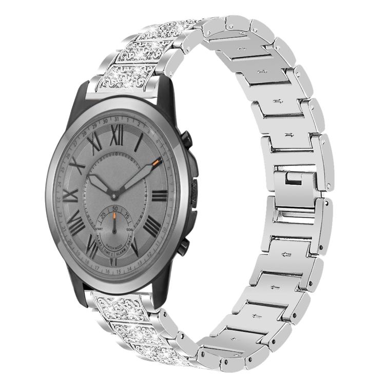 For Fossil Q Machine Hybrid Watch 22mm xDfind Diamond Jewelry Stainless Steel Watch Band(Silver) by xDfind