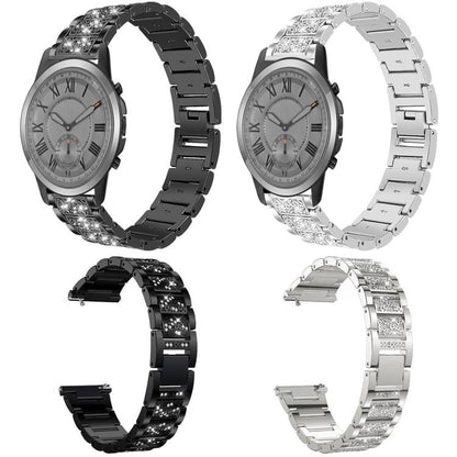 For Fossil Q Machine Hybrid Watch 22mm xDfind Diamond Jewelry Stainless Steel Watch Band(Black) by xDfind