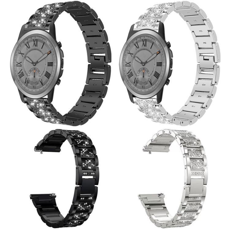 For Fossil Q Machine Hybrid Watch 22mm xDfind Diamond Jewelry Stainless Steel Watch Band(Silver) by xDfind