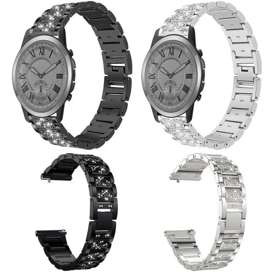 For Fossil Q Machine Hybrid Watch 22mm xDfind Diamond Jewelry Stainless Steel Watch Band(Silver) by xDfind