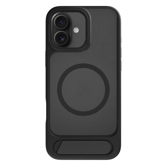 For iPhone 16 Kalebol MagSafe Invisible Tilt Holder PC Hybrid TPU Case(Black) by Kalebol