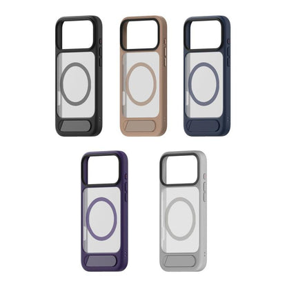 For iPhone 17 Pro Kalebol MagSafe Invisible Tilt Holder PC Hybrid TPU Case(Grey White) by Kalebol