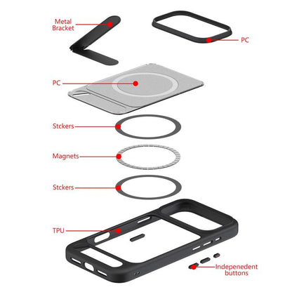 For iPhone Air Kalebol MagSafe Invisible Tilt Holder PC Hybrid TPU Case(Grey White) by Kalebol