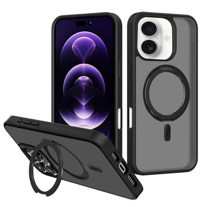 For iPhone 17 Kalebol Rotating Holder MagSafe PC Hybrid TPU Phone Case(Black) by Kalebol