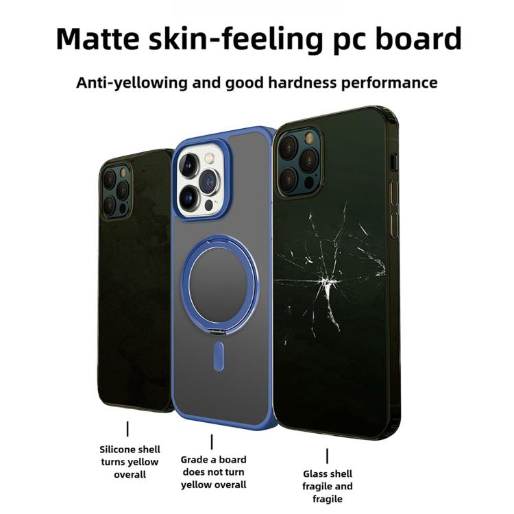 For iPhone 16 Plus Kalebol Rotating Holder MagSafe PC Hybrid TPU Phone Case(Blue) by Kalebol