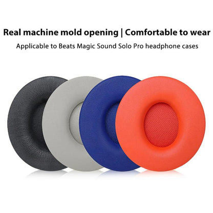 1 Pair Protein Leather Replacement Earpads For Beats Solo Pro(Grey) by bashfashion