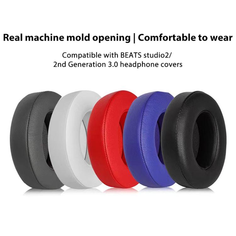 1 Pair Protein Leather Thickened 26mm Replacement Earpads For Beats Studio3 / 2(Red) by bashfashion