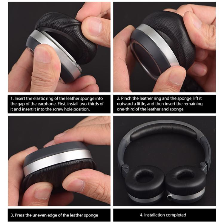 1 Pair Printing Protein Leather Replacement Earpads For EDIFIER W830BT / W860NB(Black) by bashfashion